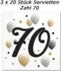 Tovaglioli con motivo Anniversario numero 70 20 pezzi Anteprima dell’immagine prodotto 3