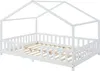 A white house-shaped bed frame with a slatted base and side rails, shown from a diagonal angle against a white background. Náhled obrázku produktu