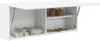 A white wall-mounted cabinet with its door open, displaying towels, jars, and soap inside. Náhled obrázku produktu