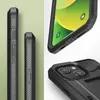 Collage of images showing different angles of a black phone case, including close-ups of buttons and the camera area, and a phone screen within the case. Produktbild-Vorschau