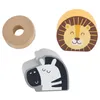 A collection of wooden toy animal figures and a ring. Produktbild-Vorschau