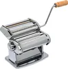 A chrome pasta maker with a wooden handle is shown against a white background. Voir les images du produit