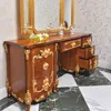 Luxus Barock Schminkkommode Schminktisch mit 7 Schubladen Braun Gold Voir les images du produit