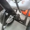 Close-up view of the wheel and frame of a garden tool. Produktbild-Vorschau