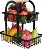 Obstkorb - 2 Ebenen - Etagere - Metall - Schwarz - für Produktbild-Vorschau 1