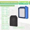 A collage showing vacuum cleaner filters and a list of compatible models. Produktbild-Vorschau