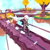A character in a skeleton costume runs alongside a creature across a bridge in a fantasy world. Náhľad obrázku produktu