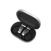A pair of black and silver wireless earbuds in an open charging case. Produktbild-Vorschau