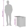 A diagram showing the dimensions of a product next to a silhouette of a person. Voir les images du produit