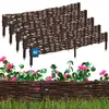 A set of woven willow garden edging pieces are displayed against a white background, with a lower section showing the edging in place with flowers and grass. Náhled obrázku produktu