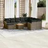 11-tlg. Garten-Sofagarnitur mit Kissen Grau Poly Rattan Produktbild-Vorschau 2