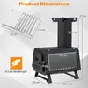 Product dimensions and weight information for a portable wood stove. Náhled obrázku produktu