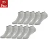 A pack of light gray ankle socks is arranged in two rows against a white background, with a red and white text overlay indicating '20 Paar'. Produktbild-Vorschau