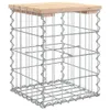 A gabion garden bench with a wooden top, shown against a white background. Produktbild-Vorschau