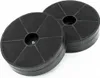 Two round, black charcoal filters for a range hood. Voir les images du produit