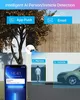 A marketing image showing a security camera system's features, including person and vehicle detection, app push notifications, and email alerts, with a phone displaying a notification and a car and person highlighted in the scene. Produktbild-Vorschau
