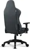A black and gray gaming chair is shown from the back. Produktbild-Vorschau