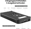 A black solar power bank with various ports and features labeled with text. Produktbild-Vorschau