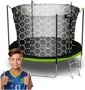 A boy in a soccer uniform gives a thumbs up next to a trampoline. Produktbild-Vorschau