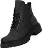 Das Bild zeigt einen schwarzen Stiefel der von der Seite betrachtet wird. Der Stiefel hat eine robuste Sohle und ein schlichtes Design ohne auffällige Details. Produktbild-Vorschau