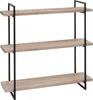 A three-tiered shelf unit with a wood-grain finish and black metal frame, presented against a white background. Náhľad obrázku produktu