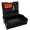 An open black tool case with various tools neatly organized inside. Náhled obrázku produktu