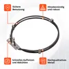 A circular heating element for an oven, with four feature callouts. Produktbild-Vorschau