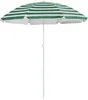 A green and white striped beach umbrella is shown against a white background. Produktbild-Vorschau