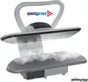 A professional studio shot of a steam ironing press emitting steam. Produktbild-Vorschau