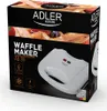 The image shows the packaging of a waffle maker. Anteprima dell’immagine prodotto