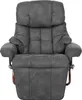 A dark gray recliner chair with a wooden base. Produktbild-Vorschau