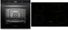 A black built-in oven and a black induction hob are shown side-by-side against a white background. Náhľad obrázku produktu