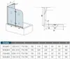 Diagrams and a size chart for a shower screen. Produktbild-Vorschau