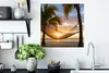 Poster - Sonnenuntergang - Hängematte - Palme - 50x50 cm Produktbild-Vorschau 4