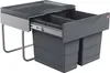 A dark gray kitchen waste bin system with two compartments, shown with one drawer pulled out. Produktbild-Vorschau