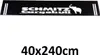 A black mat with white text and an elephant logo. Produktbild-Vorschau