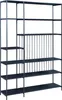 A black metal shelving unit with multiple shelves. Náhled obrázku produktu