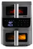 A stacked dual-chamber air fryer with digital controls and illuminated cooking chambers. Anteprima dell’immagine prodotto