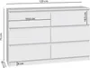 A white dresser with dimensions indicated by lines and text. Anteprima dell’immagine prodotto