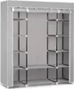 A gray fabric wardrobe with shelves and a hanging rod. Produktbild-Vorschau