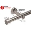 A close-up diagram of a curtain rod with measurements and labels. Produktbild-Vorschau