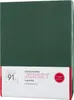 A folded green bedsheet with product information printed on a white label. Náhled obrázku produktu