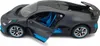 A black and blue remote-controlled Bugatti Divo toy car with its doors open, shown from a side angle on a white background. Produktbild-Vorschau