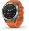 Garmin Fenix 6 Saphir Titan Grau mit orangenem Armband Produktbild-Vorschau 5