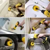 Collage of images showing drill brush attachments being used to clean various surfaces. Voir les images du produit