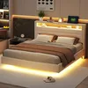 A bedroom scene featuring a bed with integrated LED lighting and a headboard with storage. Náhled obrázku produktu