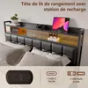 Cama con somier INONEFT de 140x190 cm con LED y USB, cama Vista previa de la imagen del producto 5