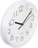 A white analog wall clock with black numbers and hands, shown at an angle. Anteprima dell’immagine prodotto
