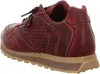 A single red leather sneaker is shown from a side-rear angle against a white background. Voir les images du produit
