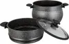 A set of two granite-coated pots, one with a lid, on a white background. Produktbild-Vorschau